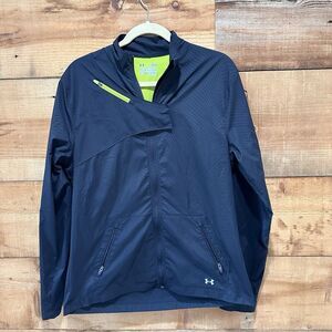 Under Armour Jacket Womens Large Black Semi Fitted Vented Long Sleeve Running